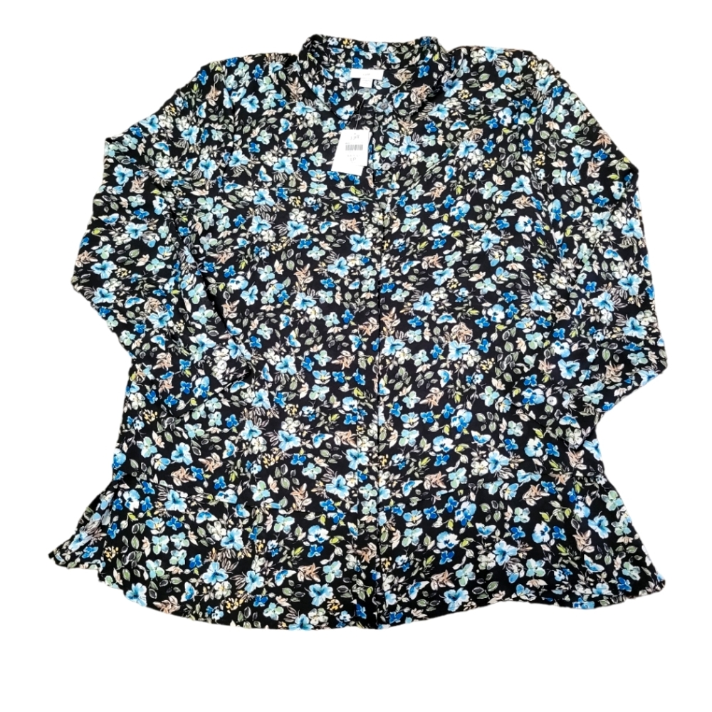 J Jill Floral Button Down Long Sleeve Top